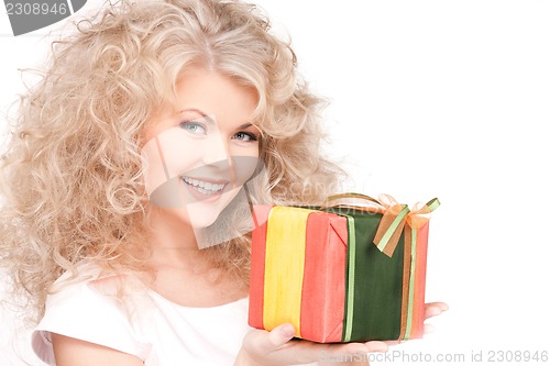 Image of happy girl with gift box