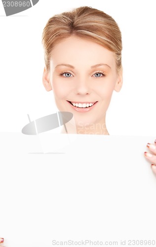 Image of happy girl with blank board