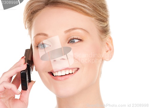 Image of happy businesswoman with phone