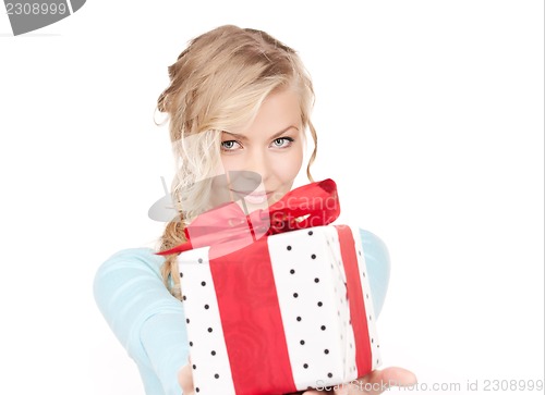 Image of happy girl with gift box