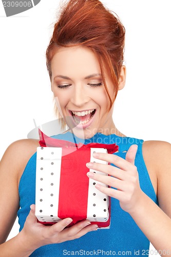 Image of happy girl with gift box