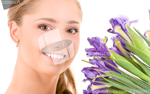 Image of happy girl with flowers