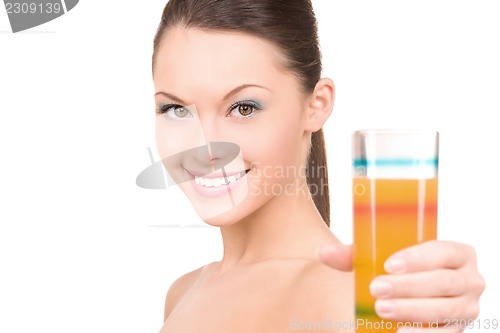 Image of lovely woman with glass of juice