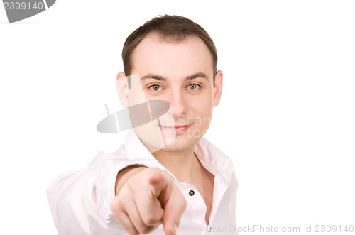 Image of businessman pointing his finger