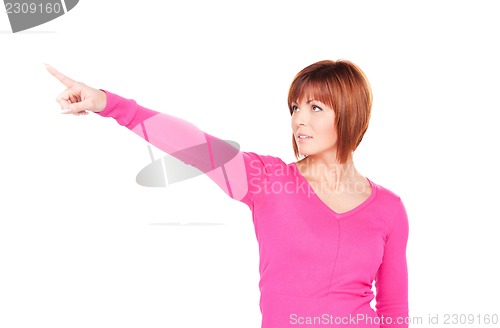 Image of businesswoman pointing her finger