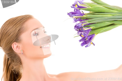 Image of happy girl with flowers