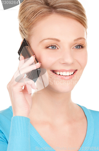 Image of happy businesswoman with phone