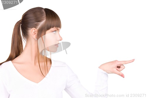 Image of businesswoman pointing her finger