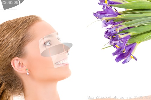 Image of happy girl with flowers