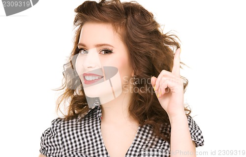 Image of teenage girl with her finger up