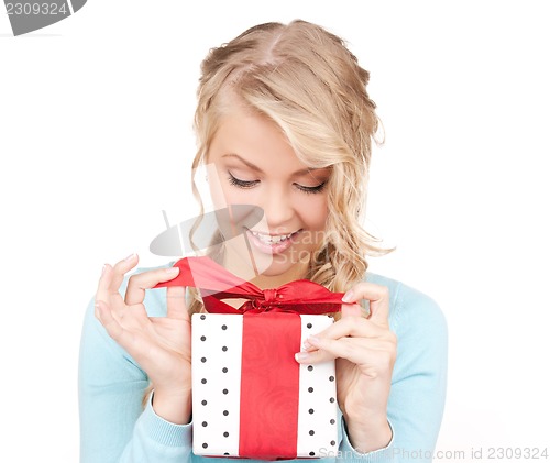 Image of happy girl with gift box