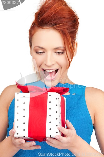 Image of happy girl with gift box