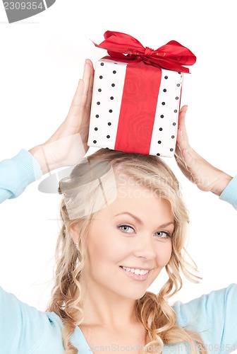 Image of happy girl with gift box