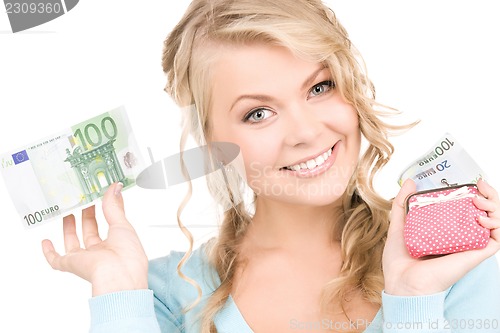 Image of lovely woman with purse and money