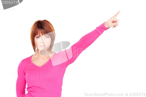 Image of businesswoman pointing her finger