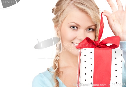 Image of happy girl with gift box