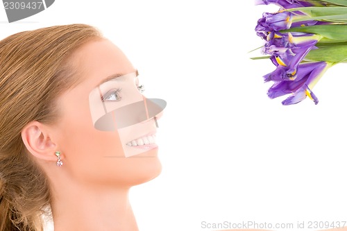 Image of happy girl with flowers