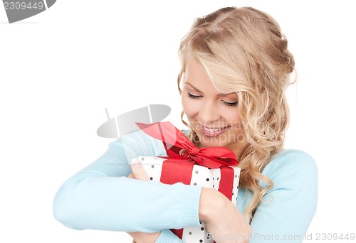 Image of happy girl with gift box