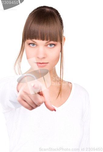 Image of businesswoman pointing her finger