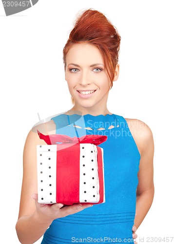 Image of happy girl with gift box