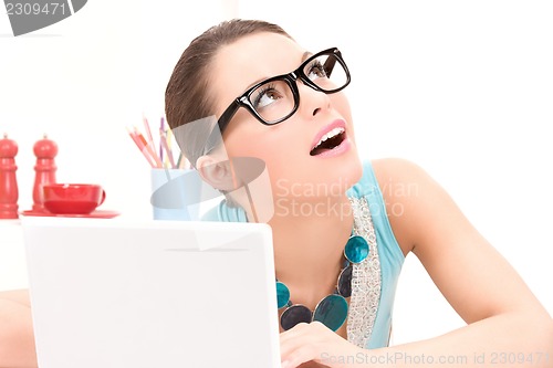 Image of lovely woman laptop computer