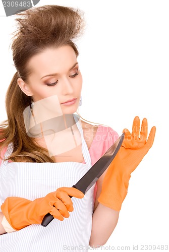 Image of housewife with big knife