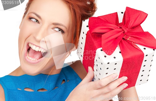 Image of happy girl with gift box