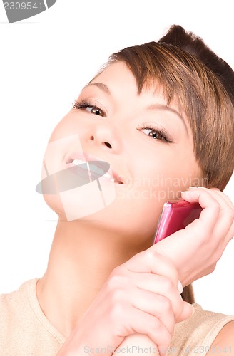 Image of happy woman with cell phone