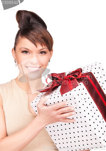 Image of happy woman with gift box