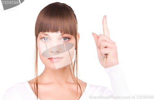 Image of woman with her finger up