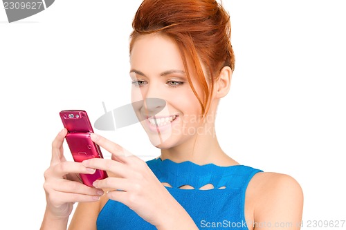 Image of happy woman with cell phone