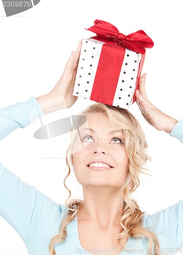 Image of happy girl with gift box