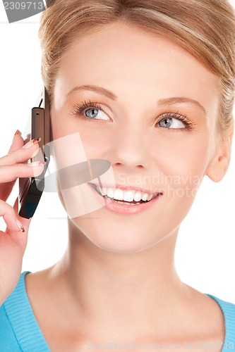 Image of happy businesswoman with phone