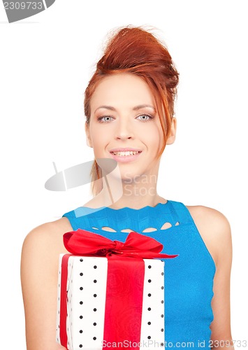 Image of happy girl with gift box