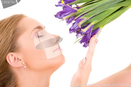Image of happy girl with flowers