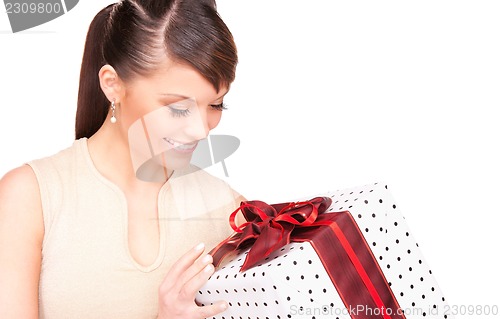 Image of happy woman with gift box