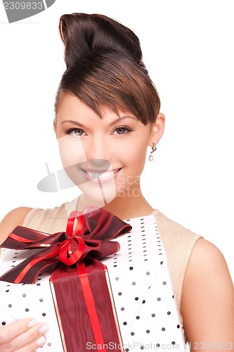 Image of happy woman with gift box