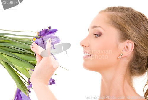 Image of happy girl with flowers