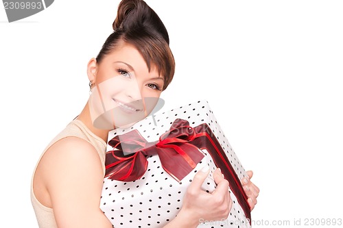 Image of happy woman with gift box
