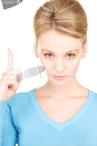 Image of woman with her finger up