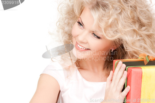 Image of happy girl with gift box
