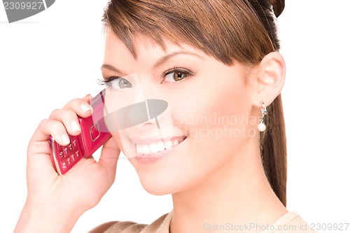 Image of happy woman with cell phone