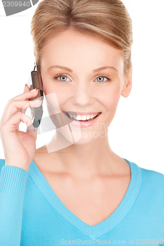 Image of happy businesswoman with phone
