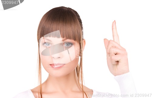 Image of woman with her finger up