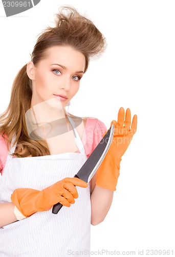 Image of housewife with big knife