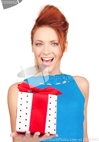 Image of happy girl with gift box