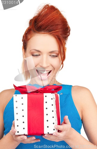 Image of happy girl with gift box