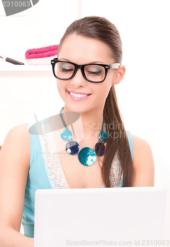 Image of lovely woman laptop computer