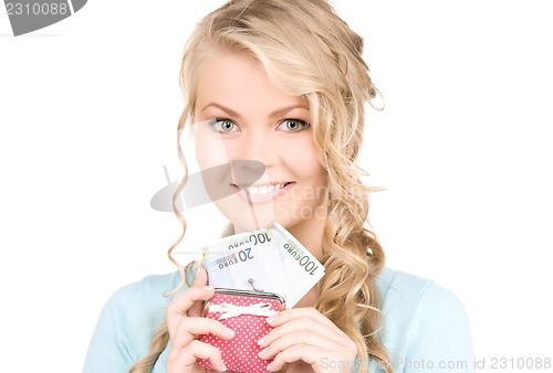 Image of lovely woman with purse and money