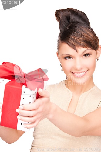 Image of happy woman with gift box